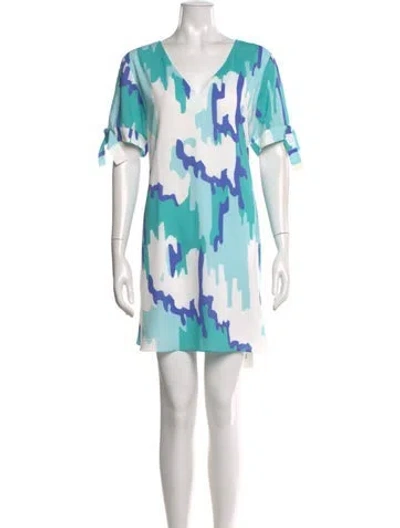 Pre-owned Crosby By Mollie Burch Printed Mini Dress In Blue