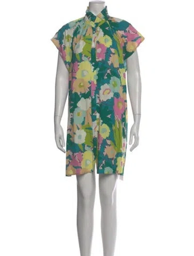 Pre-owned Crosby By Mollie Burch Printed Mini Dress In Green