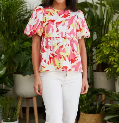 Crosby By Mollie Burch Remi Top In Pink Tropics In Red