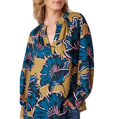 Crosby By Mollie Burch Rhett Long Sleeve Tunic Top In Marigold In Blue