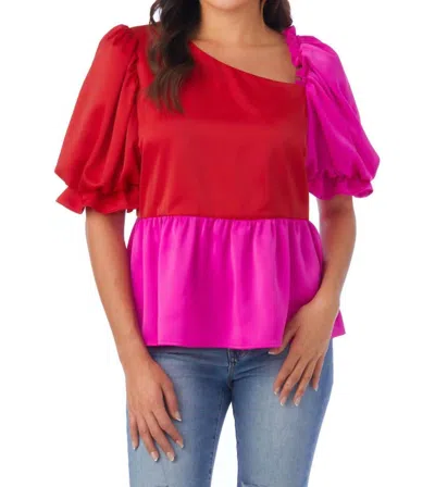 Crosby By Mollie Burch Rooney Top In Mollie Pink/lollipop Red In Multi