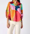 Crosby By Mollie Burch Rosie Top In Block Poppy In Multi