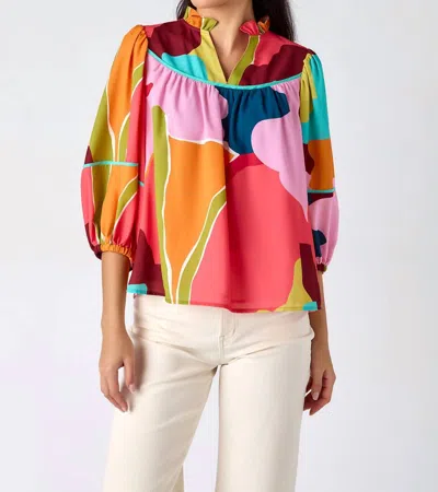 Crosby By Mollie Burch Rosie Top In Block Poppy In Multi