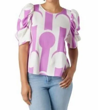 Crosby By Mollie Burch Rudy Elbow Sleeve Top In White/lilac In Multi