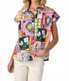 Crosby By Mollie Burch Scout Button Down Top In Seedlings In Multi