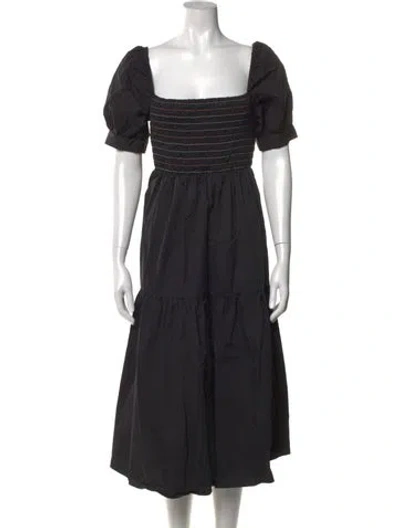 Pre-owned Crosby By Mollie Burch Square Neckline Midi Length Dress In Black