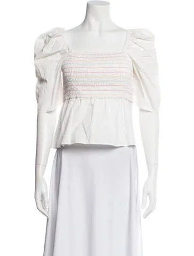 Pre-owned Crosby By Mollie Burch Square Neckline Short Sleeve Top In White
