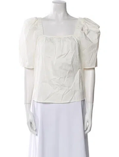 Pre-owned Crosby By Mollie Burch Square Neckline Three-quarter Sleeve Blouse In White