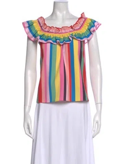 Pre-owned Crosby By Mollie Burch Striped Off-the-shoulder Top In Pink