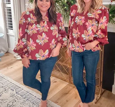 Crosby By Mollie Burch The Gaines Top In Gallery Floral In Red