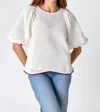 Crosby By Mollie Burch Waffle 3/4 Sleeve Top In Coconut In White