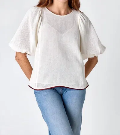 Crosby By Mollie Burch Waffle 3/4 Sleeve Top In Coconut In White