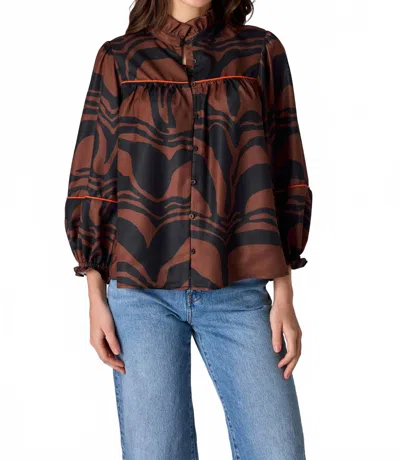Crosby By Mollie Burch Worth Long Sleeve Blouse In Canyon In Brown