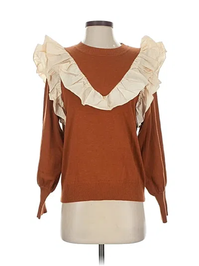 Pre-owned Crosby Long Sleeve Blouse In Brown