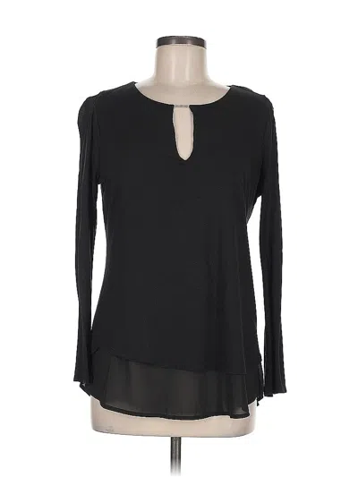 Pre-owned Crosby Long Sleeve Top Black Keyhole Neckline Tops