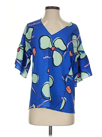 Pre-owned Crosby Short Sleeve Blouse In Blue