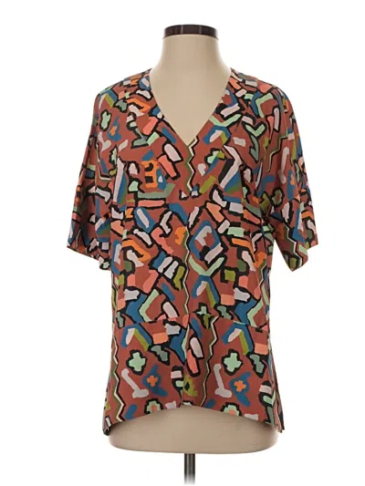 Pre-owned Crosby Short Sleeve Blouse In Brown