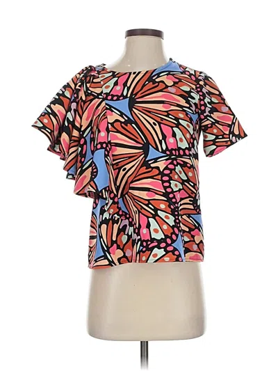 Pre-owned Crosby Short Sleeve Blouse In Orange