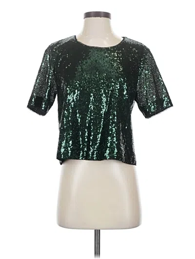 Pre-owned Crosby Short Sleeve Top Green Keyhole Neckline Tops