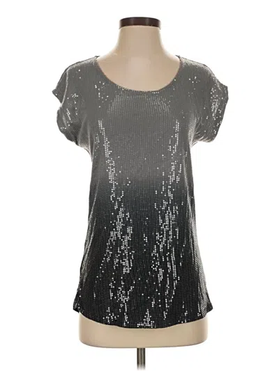 Pre-owned Crosby Short Sleeve Top Silver Metallic Pattern Scoop Neck Tops