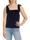 Crosby Womens Square Neck Button Front Shell In Blue
