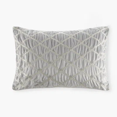 Croscill Aumont Embroidered Velvet Throw Pillow In Silver