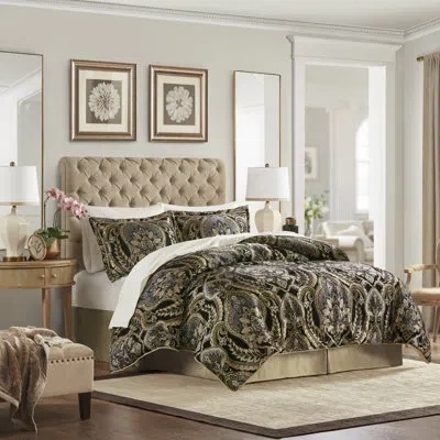 Croscill Julius 4 Piece Chenille Jacquard Comforter Set In Black