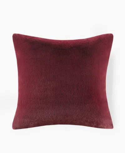 Croscill Sable Solid Faux Fur Decorative Pillow, 20" X 20" In Burgundy