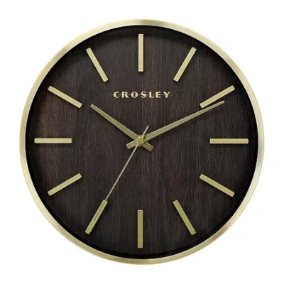 Crosley 10" Gold Metal With Raised Marks Wall Clock In Yellow