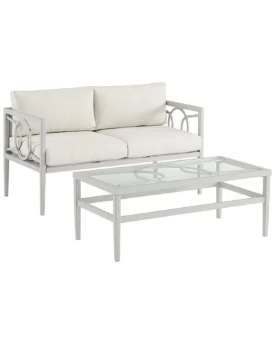 Crosley Ashford 2pc Outdoor Metal Conversation Set In White