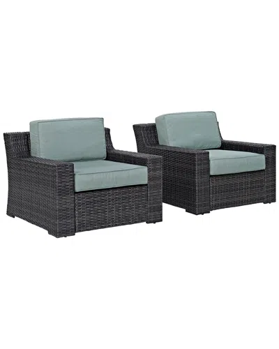 Crosley Beaufort 2pc Outdoor Wicker Chair Set In Gray