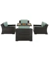 Crosley Beaufort 5pc Outdoor Wicker Chair Set With Fire Table In Grey