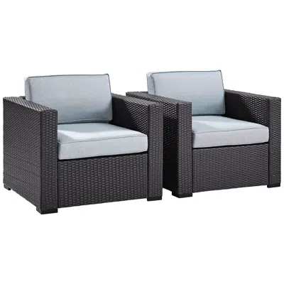 Crosley Biscayne Mist Fabric Outdoor Wicker Armchair Set Of 2