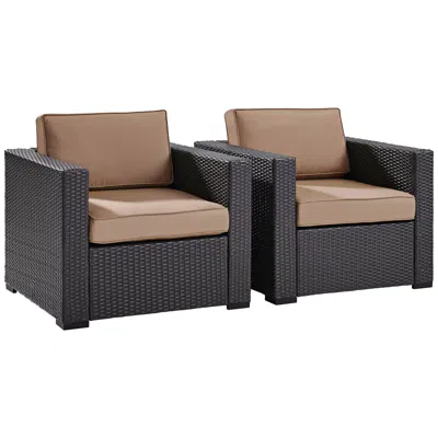 Crosley Biscayne Mocha Fabric Outdoor Wicker Armchair Set Of 2