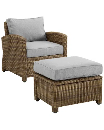 Crosley Bradenton 2pc Outdoor Wicker Chair Set In Gray