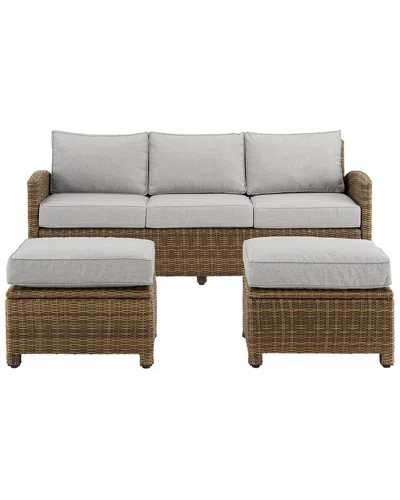 Crosley Bradenton 3pc Outdoor Wicker Sofa Set In Brown