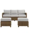Crosley Bradenton 3pc Outdoor Wicker Sofa Set In Gray