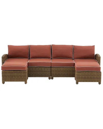 Crosley Bradenton 4pc Outdoor Wicker Sectional Set In Red