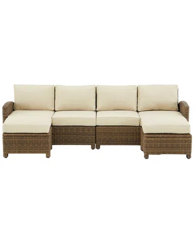 Crosley Bradenton 4pc Outdoor Wicker Sectional Set In Brown