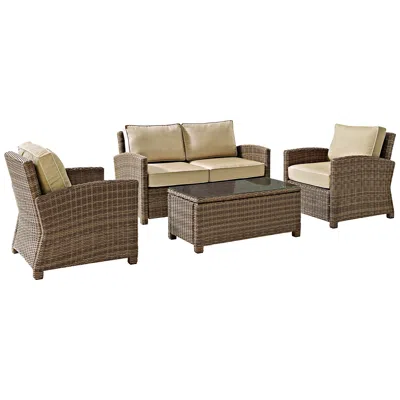 Crosley Bradenton 4-piece Rattan Wicker Sand Outdoor Seating Set