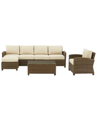 Crosley Bradenton 5pc Outdoor Wicker Sectional Set In Sand
