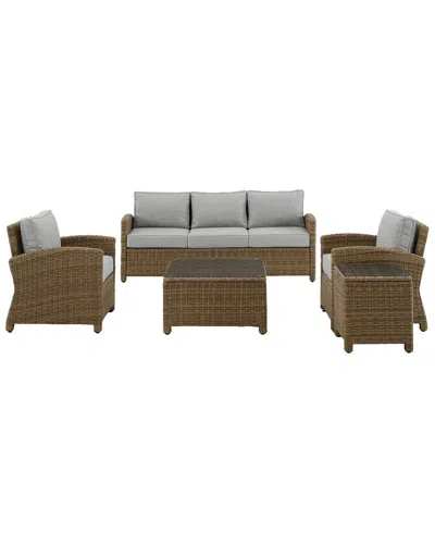 Crosley Bradenton 5pc Outdoor Wicker Sofa Set In Brown