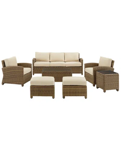 Crosley Bradenton 7pc Outdoor Wicker Sofa Set In Sand