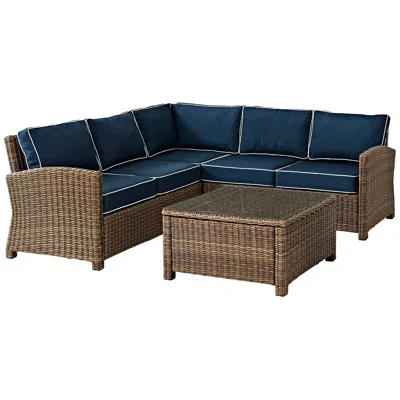 Crosley Bradenton Navy 4-piece Outdoor Seating Sectional Patio Set