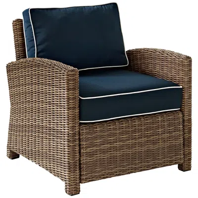 Crosley Bradenton Rattan Wicker Navy Cushion Outdoor Armchair