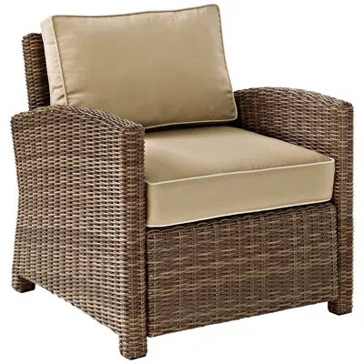 Crosley Bradenton Rattan Wicker Sand Cushion Outdoor Armchair