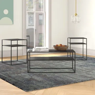 Crosley Braxton 3 Piece Coffee Table Set In Black