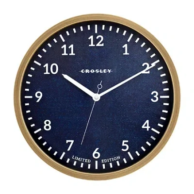 Crosley Brown Oak Color 15" Denim Dial Wall Clock In Multi