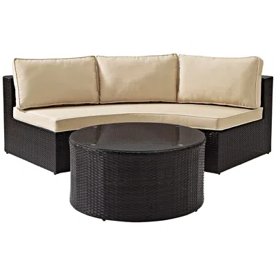 Crosley Catalina Sand 2-piece Outdoor Wicker Sectional Sofa Set