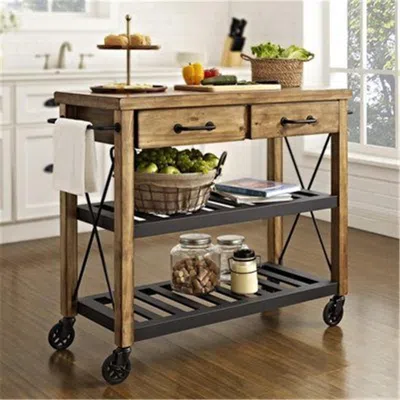 Crosley Cf3008-na Roots Rack Industrial Kitchen Cart In Neutral